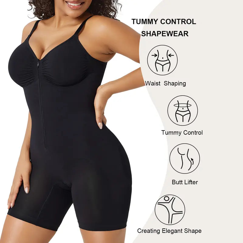 SHAPERX Zip-Up Tummy Control Bodysuit