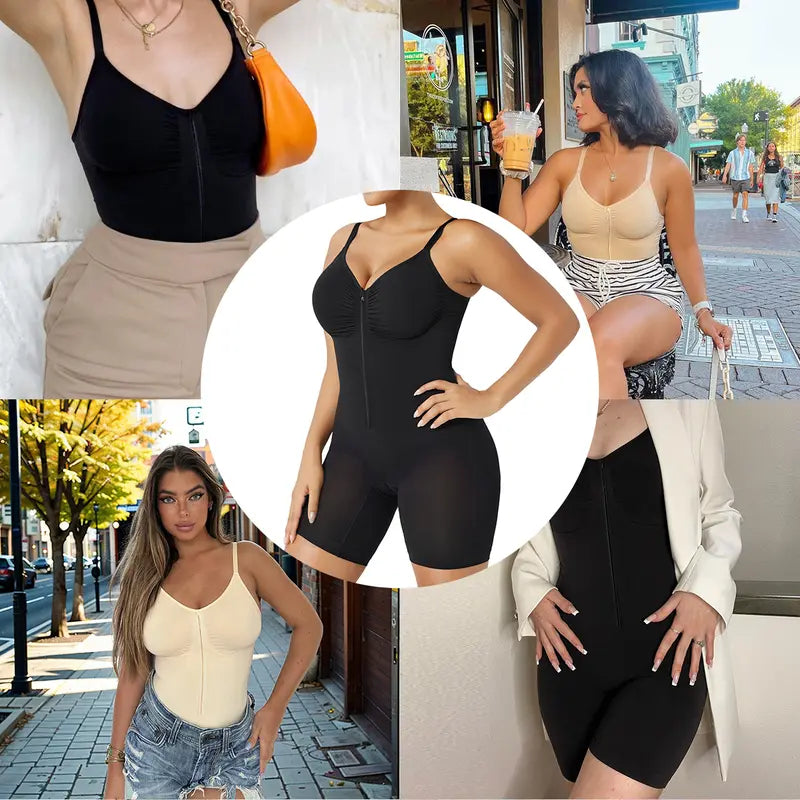 SHAPERX Zip-Up Tummy Control Bodysuit